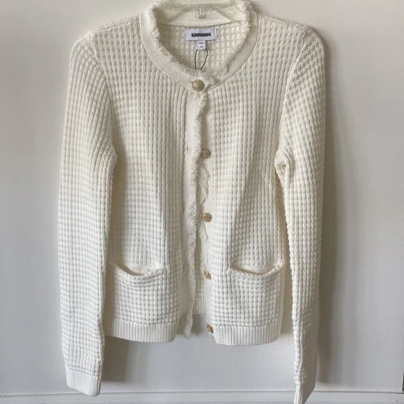 “Express” ivory, textured, embellished button sweater/blazer; size XS; NWOT - Picture 9 of 13